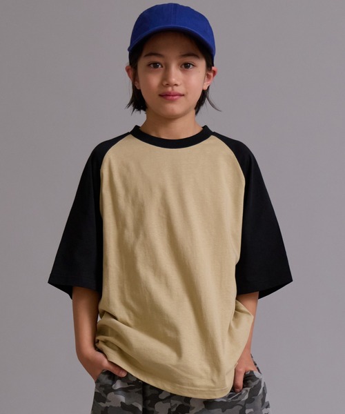PAIRMANON STREET(ペアマノンストリート)の「【90-160cm】【綿100%】吸水速乾 ラグランサガラ半袖T【PAIRMANON STREET】(Tシャツ/カットソー・キッズ・オフホワイト/グリーン/ベージュ/ネイビー・100/110/120/130/140/150/160/90)」の18枚目の写真