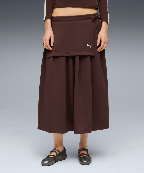 PUMA(プーマ)の「PUMA T7 MIDI PLEATED SKIRT WNS(プーマ T7 ミディ プリーツ スカート)(スカート・レディース・ブラウン系/ブラック系・SMALL/MEDIUM/LARGE)」の2枚目の写真