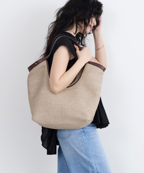 marco masi（マルコマージ）の「【MARCO MASI】ラフィア風ハンドバッグ（ハンドバッグ・レディース・グレイッシュベージュ・FREE）」の4枚目の写真