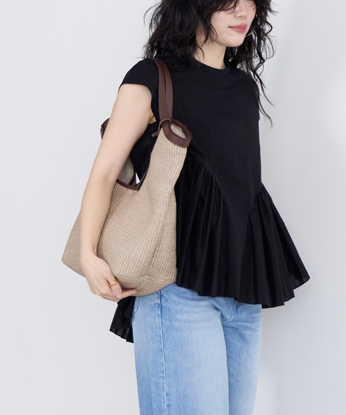 marco masi（マルコマージ）の「【MARCO MASI】ラフィア風ハンドバッグ（ハンドバッグ・レディース・グレイッシュベージュ・FREE）」の5枚目の写真