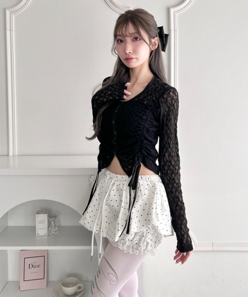 Loueme(ルエム)の「ドロストリボンレースカーディガン(Tシャツ/カットソー・レディース・ホワイト/グレー/ブラック・FREE)」の13枚目の写真