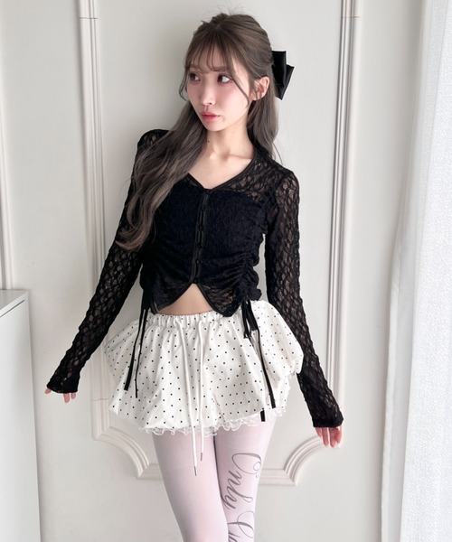 Loueme(ルエム)の「ドロストリボンレースカーディガン(Tシャツ/カットソー・レディース・ホワイト/グレー/ブラック・FREE)」の12枚目の写真