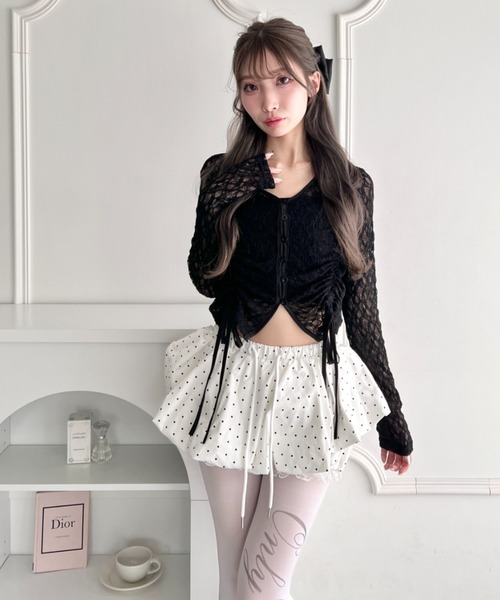 Loueme(ルエム)の「ドロストリボンレースカーディガン(Tシャツ/カットソー・レディース・ホワイト/グレー/ブラック・FREE)」の14枚目の写真