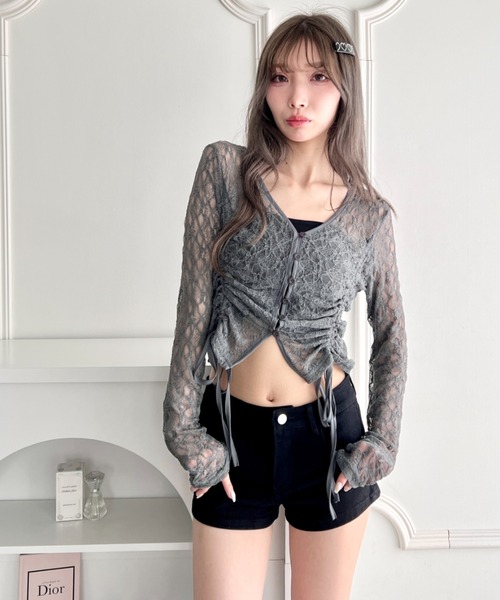 Loueme(ルエム)の「ドロストリボンレースカーディガン(Tシャツ/カットソー・レディース・ホワイト/グレー/ブラック・FREE)」の17枚目の写真