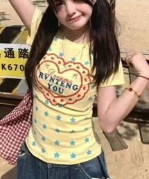 ハートロゴプリント半袖Tシャツ