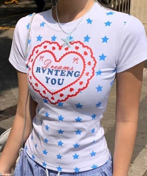 Achic(アシック)の「ハートロゴプリント半袖Tシャツ(Tシャツ/カットソー・レディース・ホワイト/イエロー・M)」の9枚目の写真