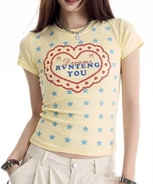 Achic(アシック)の「ハートロゴプリント半袖Tシャツ(Tシャツ/カットソー・レディース・ホワイト/イエロー・M)」の18枚目の写真