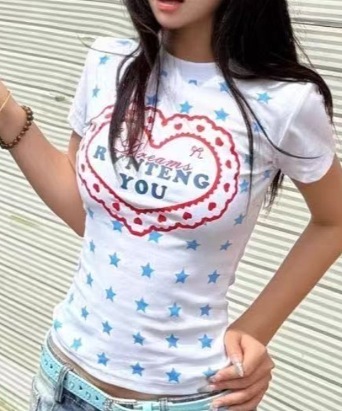 Achic(アシック)の「ハートロゴプリント半袖Tシャツ(Tシャツ/カットソー・レディース・ホワイト/イエロー・M)」の16枚目の写真