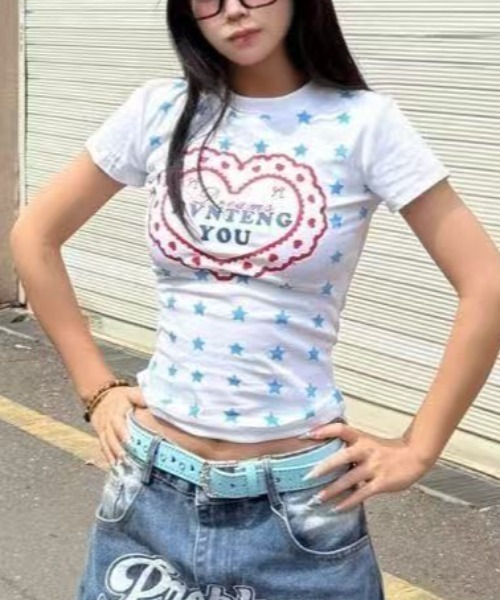 Achic(アシック)の「ハートロゴプリント半袖Tシャツ(Tシャツ/カットソー・レディース・ホワイト/イエロー・M)」の14枚目の写真