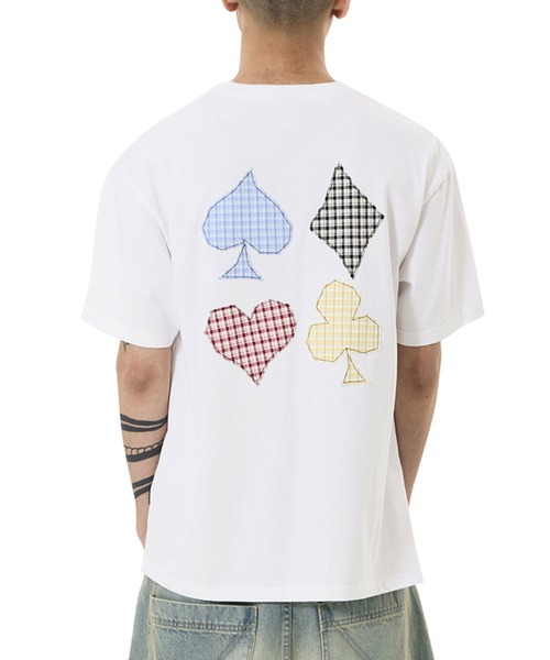 OY(オーワイ)の「『OY/オーワイ』CHECK TRUMP PATCH TEE /チェックトランプパッチTシャツ(Tシャツ/カットソー・メンズ・ブラック/ホワイト・L/M)」の2枚目の写真