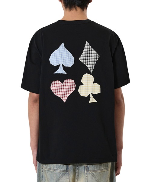 OY(オーワイ)の「『OY/オーワイ』CHECK TRUMP PATCH TEE /チェックトランプパッチTシャツ(Tシャツ/カットソー・メンズ・ブラック/ホワイト・L/M)」の3枚目の写真
