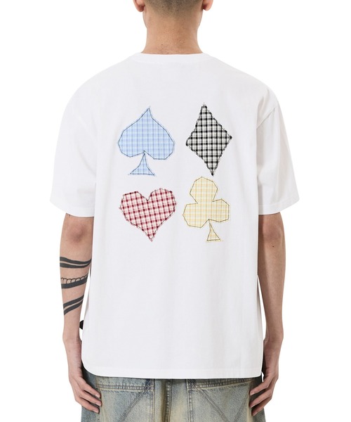 OY(オーワイ)の「『OY/オーワイ』CHECK TRUMP PATCH TEE /チェックトランプパッチTシャツ(Tシャツ/カットソー・メンズ・ブラック/ホワイト・L/M)」の8枚目の写真