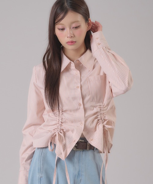 apres jour mignon（アプレジュールミニョン）の「ドロストリボンシャツ（シャツ/ブラウス・レディース・ブルー系その他/ブルー/オフホワイト/グレー/ピンク系その他・X-LARGE/フリー）」の7枚目の写真