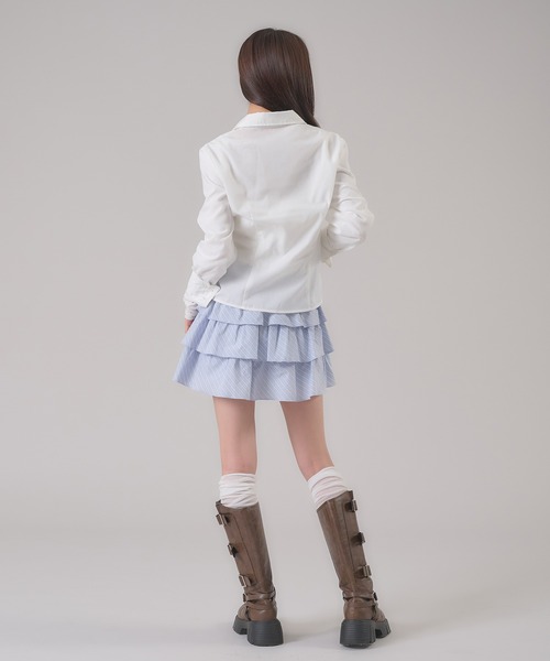 apres jour mignon（アプレジュールミニョン）の「ドロストリボンシャツ（シャツ/ブラウス・レディース・ブルー系その他/ブルー/オフホワイト/グレー/ピンク系その他・X-LARGE/フリー）」の14枚目の写真