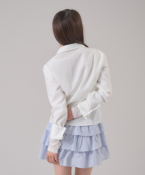 apres jour mignon（アプレジュールミニョン）の「ドロストリボンシャツ（シャツ/ブラウス・レディース・ブルー系その他/ブルー/オフホワイト/グレー/ピンク系その他・X-LARGE/フリー）」の12枚目の写真