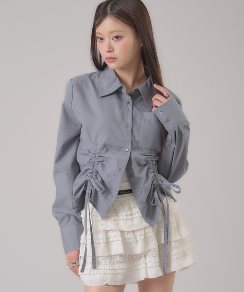 apres jour mignon（アプレジュールミニョン）の「ドロストリボンシャツ（シャツ/ブラウス・レディース・ブルー系その他/ブルー/オフホワイト/グレー/ピンク系その他・X-LARGE/フリー）」の16枚目の写真