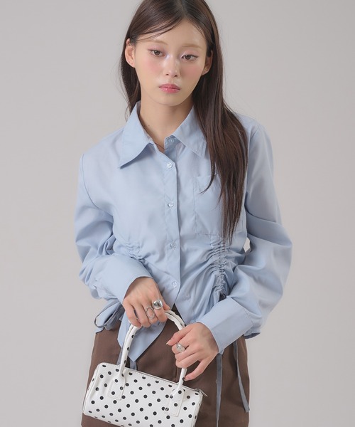 apres jour mignon（アプレジュールミニョン）の「ドロストリボンシャツ（シャツ/ブラウス・レディース・ブルー系その他/ブルー/オフホワイト/グレー/ピンク系その他・X-LARGE/フリー）」の21枚目の写真