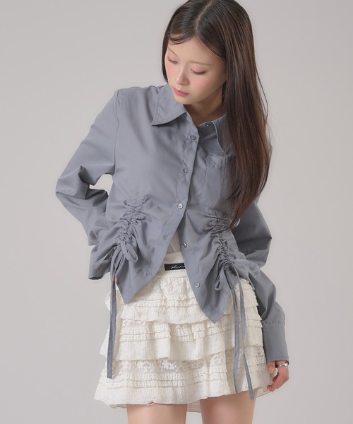 apres jour mignon（アプレジュールミニョン）の「ドロストリボンシャツ（シャツ/ブラウス・レディース・ブルー系その他/ブルー/オフホワイト/グレー/ピンク系その他・X-LARGE/フリー）」の15枚目の写真