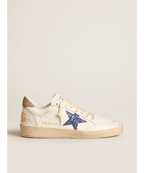GOLDEN GOOSE(ゴールデングース)の「レディース Ball Star ナッパレザー ホワイトスター&グリッターヒールタブ(スニーカー・レディース・ホワイト×ブルー・35/37/40/39)」の4枚目の写真