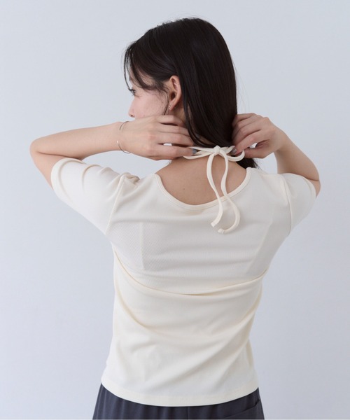 SOYEN(ソイエン)の「ネックストラップウエストギャザートップス(Tシャツ/カットソー・レディース・ブラウン/クリーム・F)」の20枚目の写真