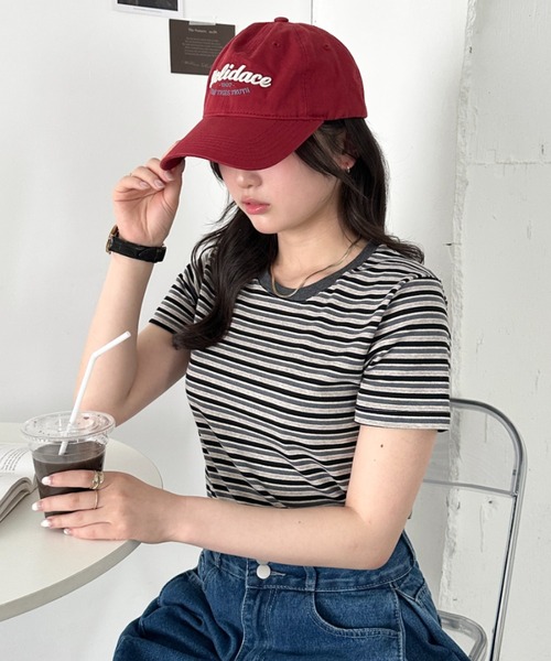 CLEA(クレア)の「マルチボーダーシンプルTシャツ(Tシャツ/カットソー・レディース・グレー/ブラウン/ピンク/ブルー/レッド・FREE)」の7枚目の写真