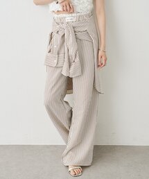 【新色BEI・2サイズ展開】ストライプイージーパンツ