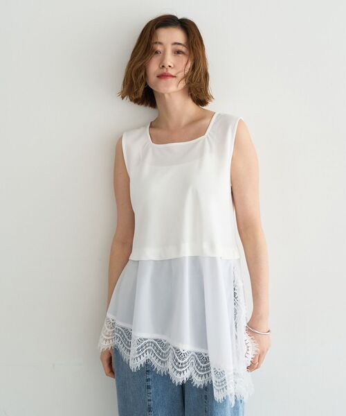 YECCA VECCA(イェッカヴェッカ)の「2wayアシメデザインノースリーブブラウス(シャツ/ブラウス・レディース・ブラック/オフホワイト・FREE)」の6枚目の写真