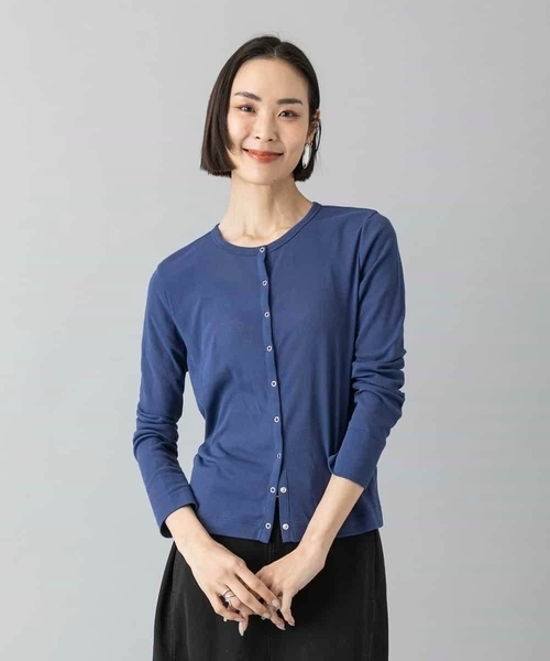 MICHEL KLEIN（ミッシェル・クラン）の「[アンサンブル対応]リングドットカーディガン（カーディガン/ボレロ・レディース・チャコールグレー/ブルー・40/38）」の4枚目の写真