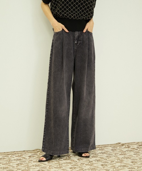 VICKY(ビッキー)の「ウエストゴムタックワイドデニム(デニムパンツ・レディース・ブルー/ネイビー/ライトグレー・M)」の2枚目の写真