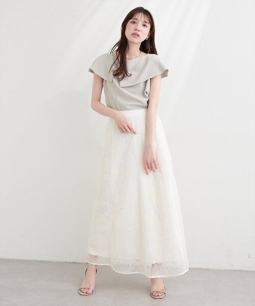 natural couture(ナチュラルクチュール)の「フラワーチュールスカート(スカート・レディース・オフホワイト/チャコールグレー/サックスブルー・FREE)」の21枚目の写真