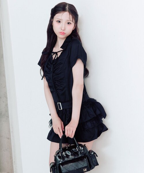 OLIVE des OLIVE(オリーブデオリーブ)の「ティアードシャツワンピ(ワンピース・レディース・ブラウン/オフホワイト/ブラック・FREE)」の10枚目の写真