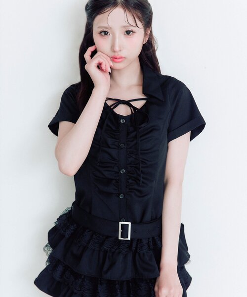 OLIVE des OLIVE(オリーブデオリーブ)の「ティアードシャツワンピ(ワンピース・レディース・ブラウン/オフホワイト/ブラック・FREE)」の11枚目の写真