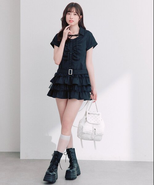 OLIVE des OLIVE(オリーブデオリーブ)の「ティアードシャツワンピ(ワンピース・レディース・ブラウン/オフホワイト/ブラック・FREE)」の17枚目の写真