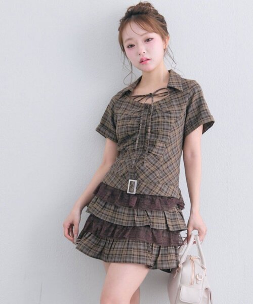 OLIVE des OLIVE(オリーブデオリーブ)の「ティアードシャツワンピ(ワンピース・レディース・ブラウン/オフホワイト/ブラック・FREE)」の19枚目の写真