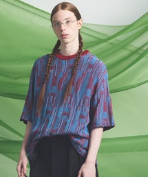 《UNISEX》Geometric Jacquard Prime-Over Knit T-shirt/ジオメトリックジャガードプライムオーバーニットTシャツ【MAISON SPECIAL/メゾンスペシャル】