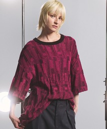 《UNISEX》Geometric Jacquard Prime-Over Knit T-shirt/ジオメトリックジャガードプライムオーバーニットTシャツ【MAISON SPECIAL/メゾンスペシャル】