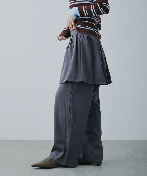 Clum(クルム)の「wrap design wide slacks / ラップデザインワイドスラックス(スラックス・レディース・ブラック/チャコールグレー・FREE)」の17枚目の写真