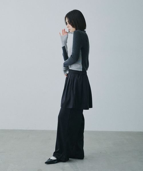 Clum(クルム)の「wrap design wide slacks / ラップデザインワイドスラックス(スラックス・レディース・ブラック/チャコールグレー・FREE)」の14枚目の写真
