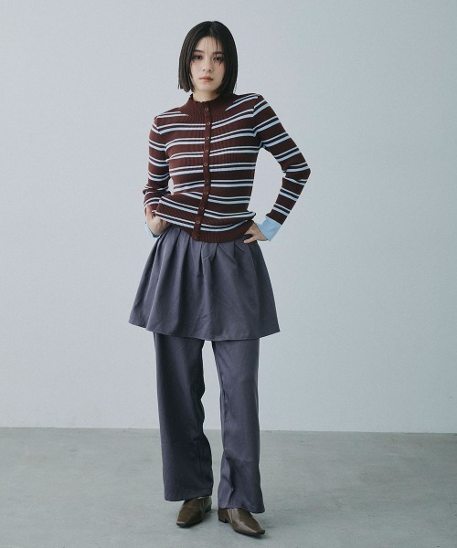 Clum(クルム)の「wrap design wide slacks / ラップデザインワイドスラックス(スラックス・レディース・ブラック/チャコールグレー・FREE)」の3枚目の写真