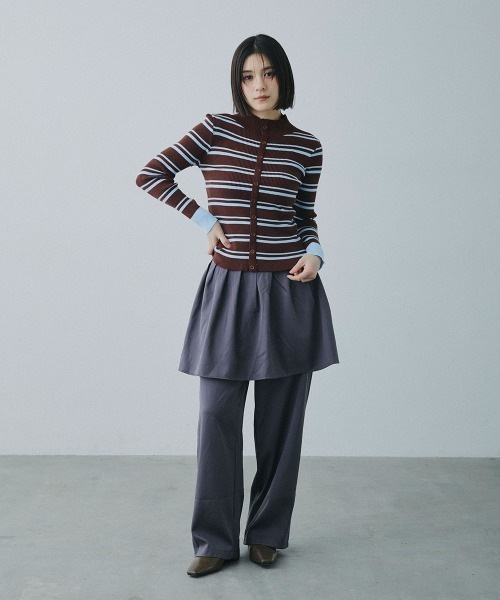 Clum(クルム)の「wrap design wide slacks / ラップデザインワイドスラックス(スラックス・レディース・ブラック/チャコールグレー・FREE)」の4枚目の写真