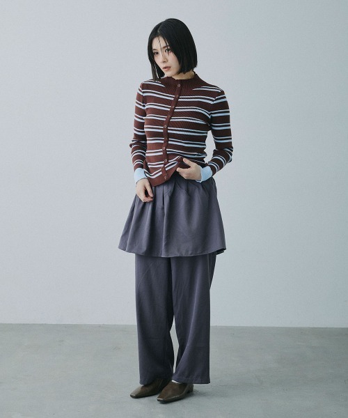 Clum(クルム)の「wrap design wide slacks / ラップデザインワイドスラックス(スラックス・レディース・ブラック/チャコールグレー・FREE)」の5枚目の写真