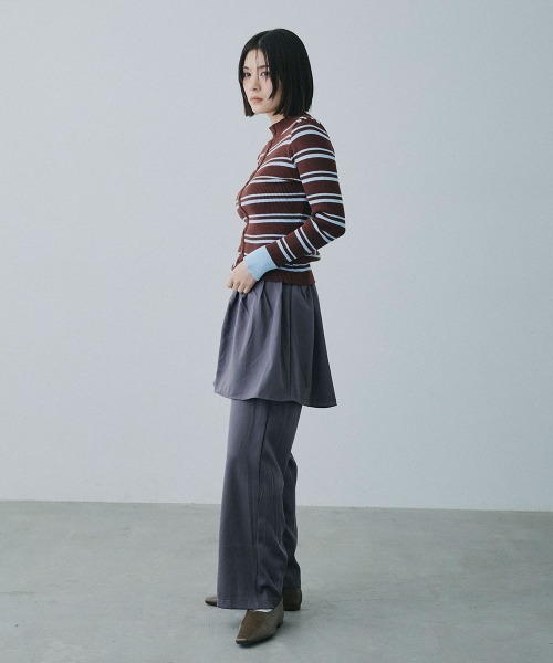 Clum(クルム)の「wrap design wide slacks / ラップデザインワイドスラックス(スラックス・レディース・ブラック/チャコールグレー・FREE)」の6枚目の写真