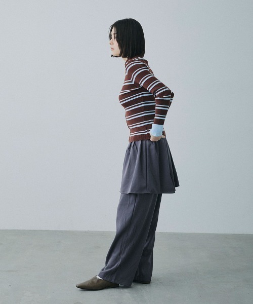 Clum(クルム)の「wrap design wide slacks / ラップデザインワイドスラックス(スラックス・レディース・ブラック/チャコールグレー・FREE)」の7枚目の写真