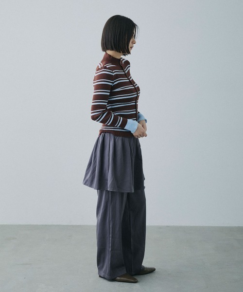 Clum(クルム)の「wrap design wide slacks / ラップデザインワイドスラックス(スラックス・レディース・ブラック/チャコールグレー・FREE)」の8枚目の写真