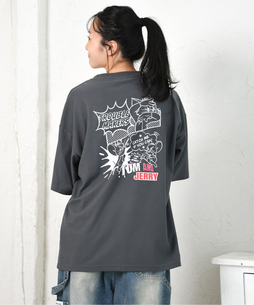 専用♡正規品♡ホットスムーズィーロゴ上下セット♡ダークグレー neos】TOM&JERRY トムとジェリー ルーズシルエット Tシャツ レディース