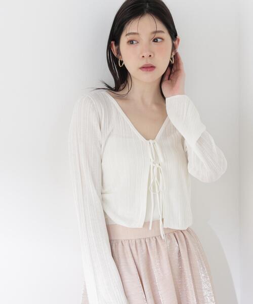 PROPORTION BODY DRESSING(プロポーションボディドレッシング)の「【中川紅葉さん着用】シアーリブカーディガン / 1216274601(カーディガン/ボレロ・レディース・オレンジ/ホワイト系その他・FREE)」の21枚目の写真