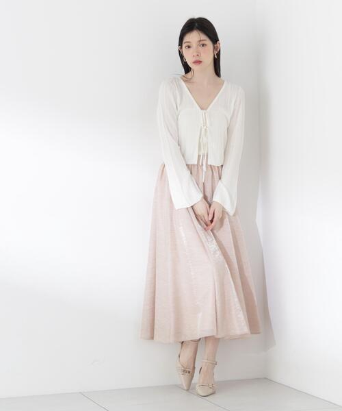 PROPORTION BODY DRESSING（プロポーションボディドレッシング）の「【中川紅葉さん着用】シアーリブカーディガン / 1216274601（カーディガン/ボレロ・レディース・オレンジ/ホワイト系その他・FREE）」の7枚目の写真