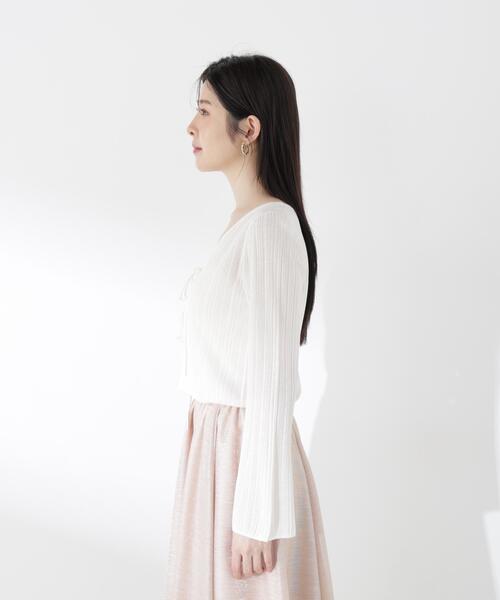 PROPORTION BODY DRESSING(プロポーションボディドレッシング)の「【中川紅葉さん着用】シアーリブカーディガン / 1216274601(カーディガン/ボレロ・レディース・オレンジ/ホワイト系その他・FREE)」の6枚目の写真