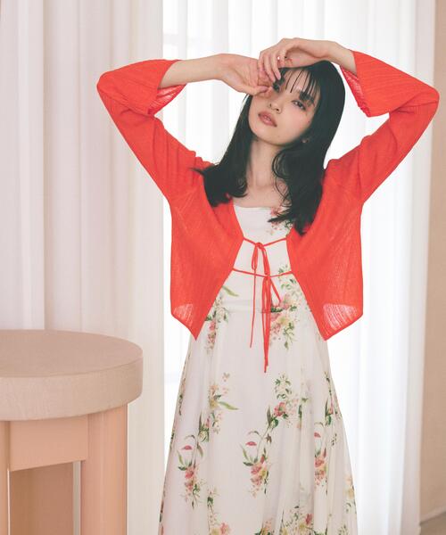 PROPORTION BODY DRESSING(プロポーションボディドレッシング)の「【中川紅葉さん着用】シアーリブカーディガン / 1216274601(カーディガン/ボレロ・レディース・オレンジ/ホワイト系その他・FREE)」の13枚目の写真