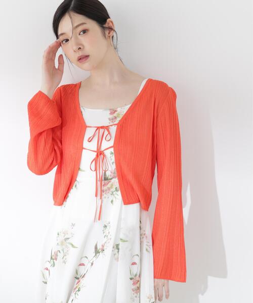PROPORTION BODY DRESSING(プロポーションボディドレッシング)の「【中川紅葉さん着用】シアーリブカーディガン / 1216274601(カーディガン/ボレロ・レディース・オレンジ/ホワイト系その他・FREE)」の15枚目の写真